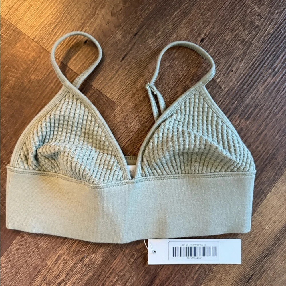 Jonathan Simkhai Juliette Sage triangle green bralette XS